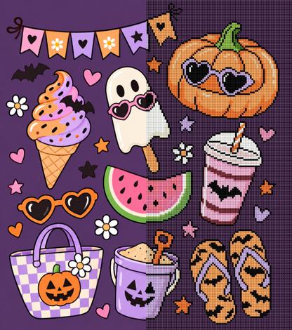 Spooky Summer Vibes (FD+AB) 40x50cm 🔘🔲 | Diamond Painting Kit