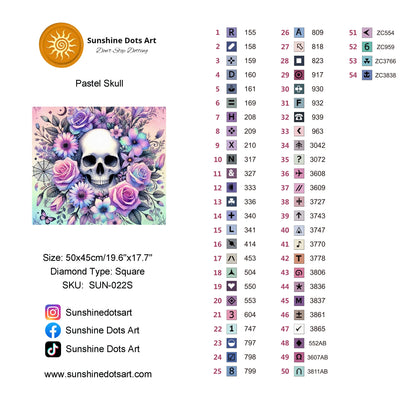 Pastel Skull Garden (FD+AB) 50x45cm 🔘🔲