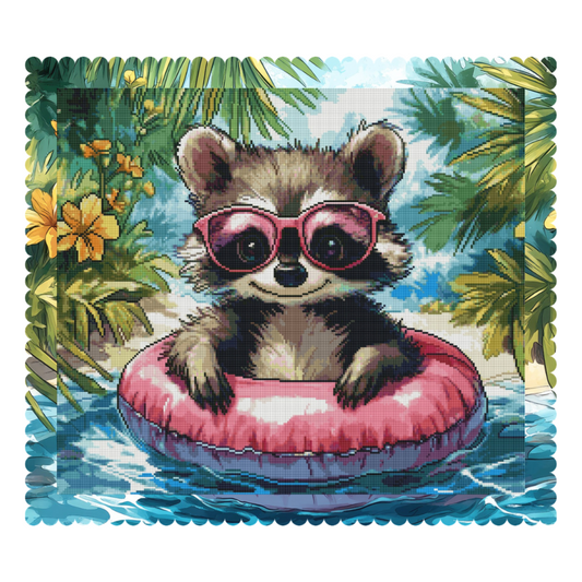 Poolside Bandit Bliss (FD+AB) 60x50cm 🔘🔲  | Diamond Painting Kit