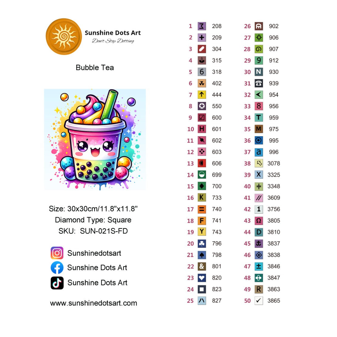 Bubble Tea  (100% FD) 30x30cm 🔘🔲