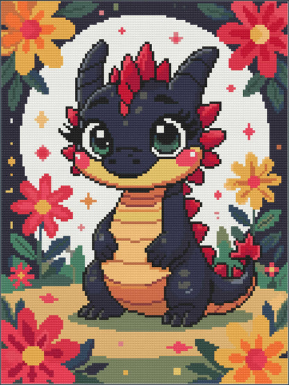MINI – Little Dragon Blooms (FD + AB) 30x40cm 🔘🔲 | Diamond Painting Kit