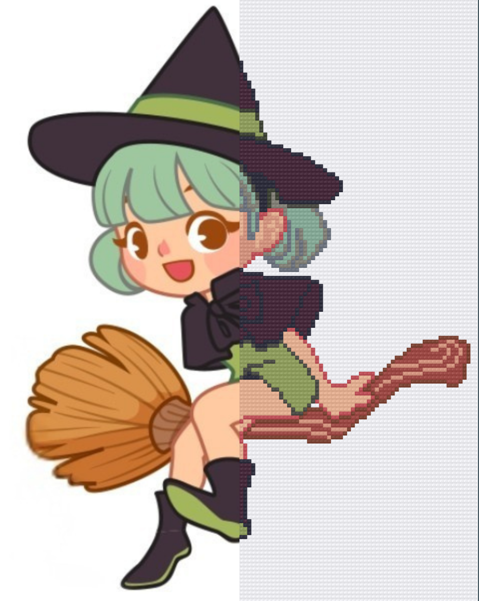 Little Broomstick Witch (FD+AB) 30x40cm 🔘🔲