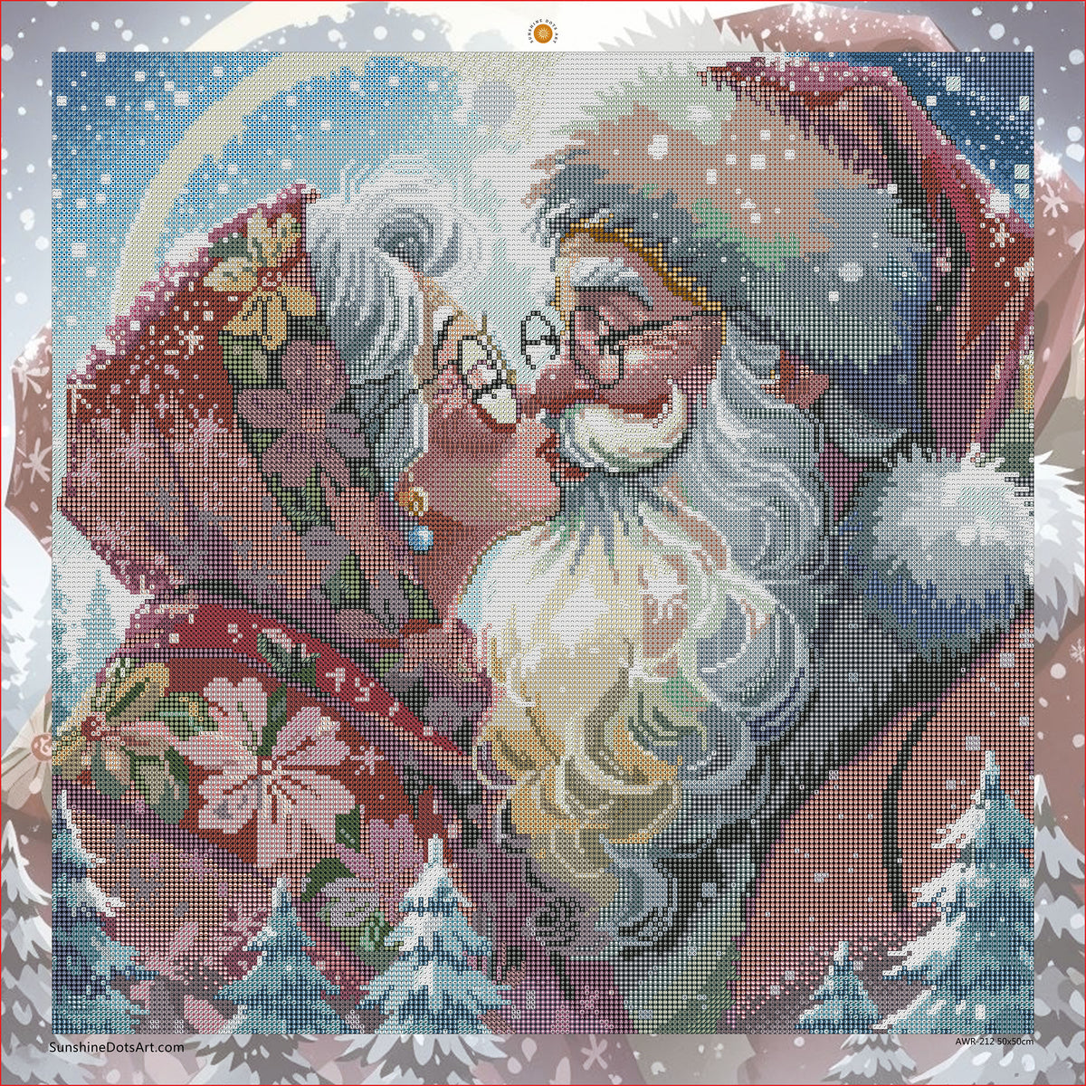 Christmas Kiss (FD+AB) 50x50cm 🔘🔲 | Diamond Painting Kit