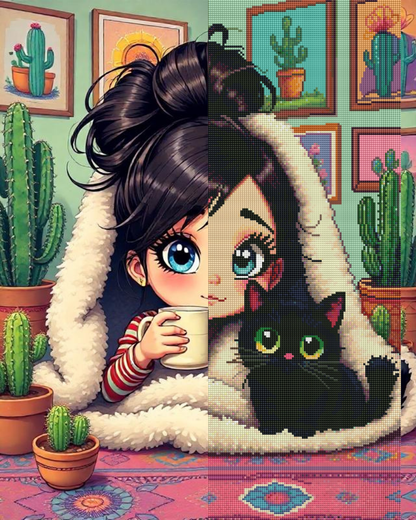 Cocoa & Cactus Snuggles (FD+Metallic) 50x65cm 🔘🔲