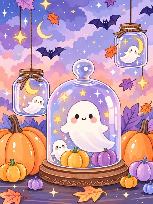 Ghostly Wishes in a Bottle (FD+AB) 50x65cm 🔘🔲 | Diamond Painting Kit