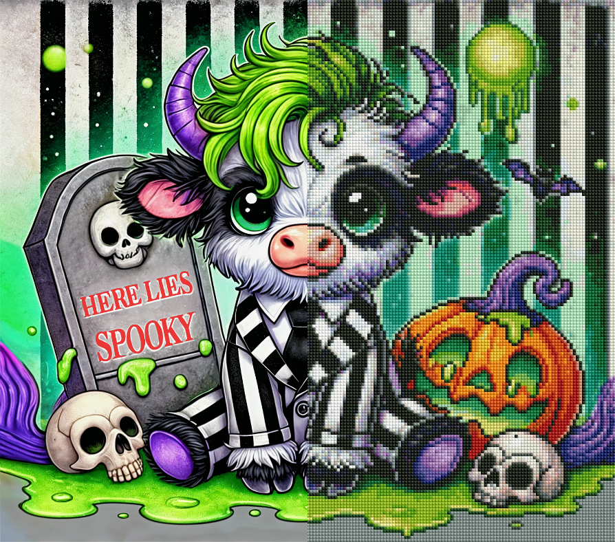 Spooky Moo (FD+Crystal) 50x45cm 🔘🔲