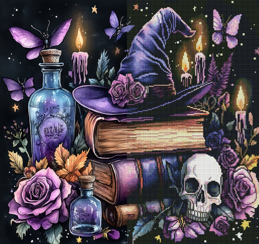Midnight Witch’s Library (FD+AB) 60x60cm 🔘🔲