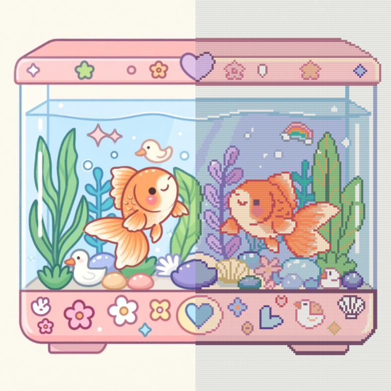 Pastel Fishy Daydreams (FD+AB) 50x50cm 🔘🔲