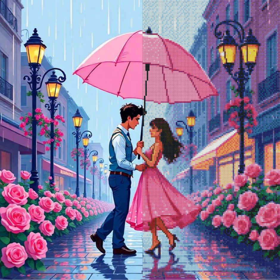 Paris Rain Romance (FD+AB) 50x50cm 🔘🔲