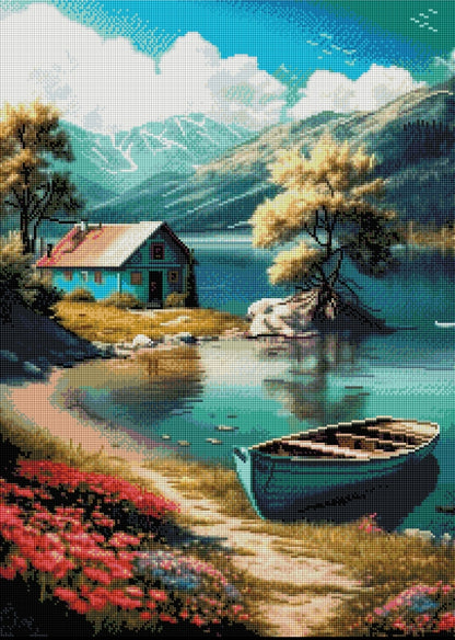 Serene Lakeside Retreat | Diamond Painting