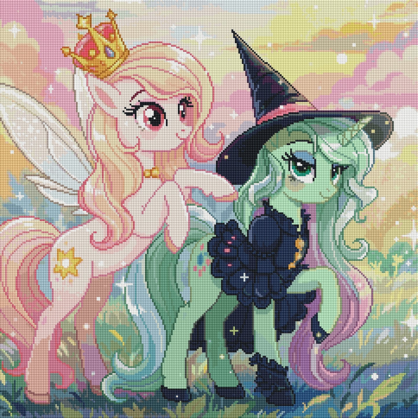 The Fairy & The Witch (FD+AB +Crystal) 60x60cm 🔘🔲