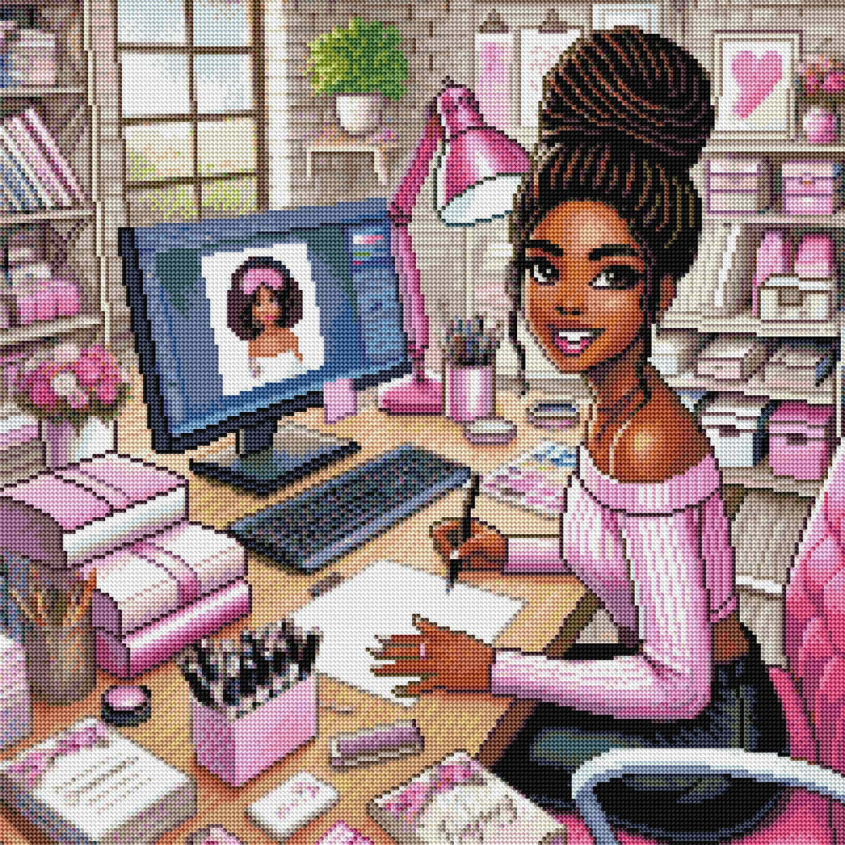 Pink Studio Days (FD+AB) 50x50cm 🔘🔲