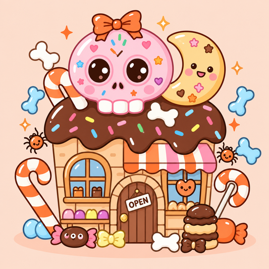 Sugar Skull Sweet Shop (FD+AB) 40x40cm 🔘🔲 | Diamond Painting Kit