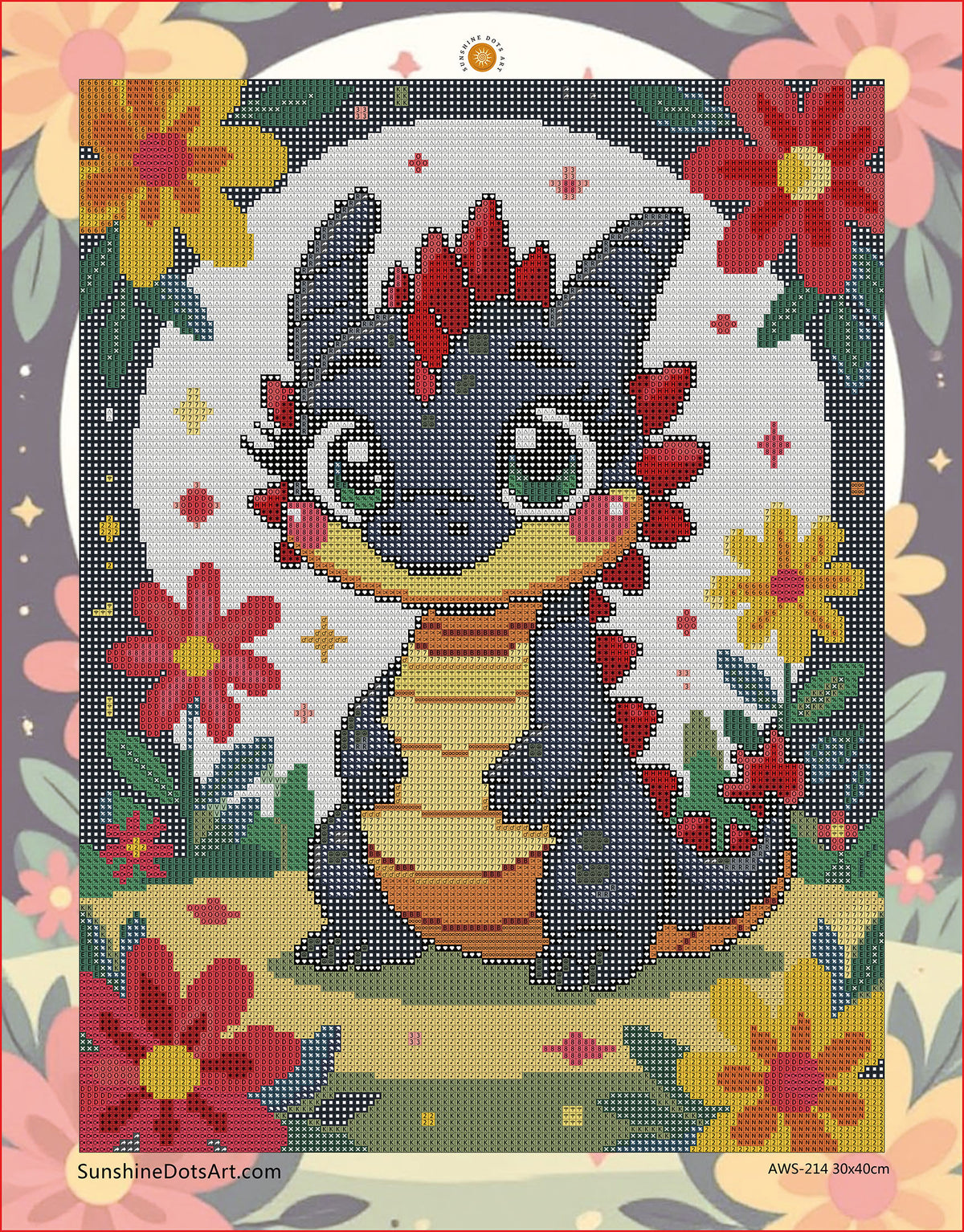 MINI – Little Dragon Blooms (FD + AB) 30x40cm 🔘🔲 | Diamond Painting Kit