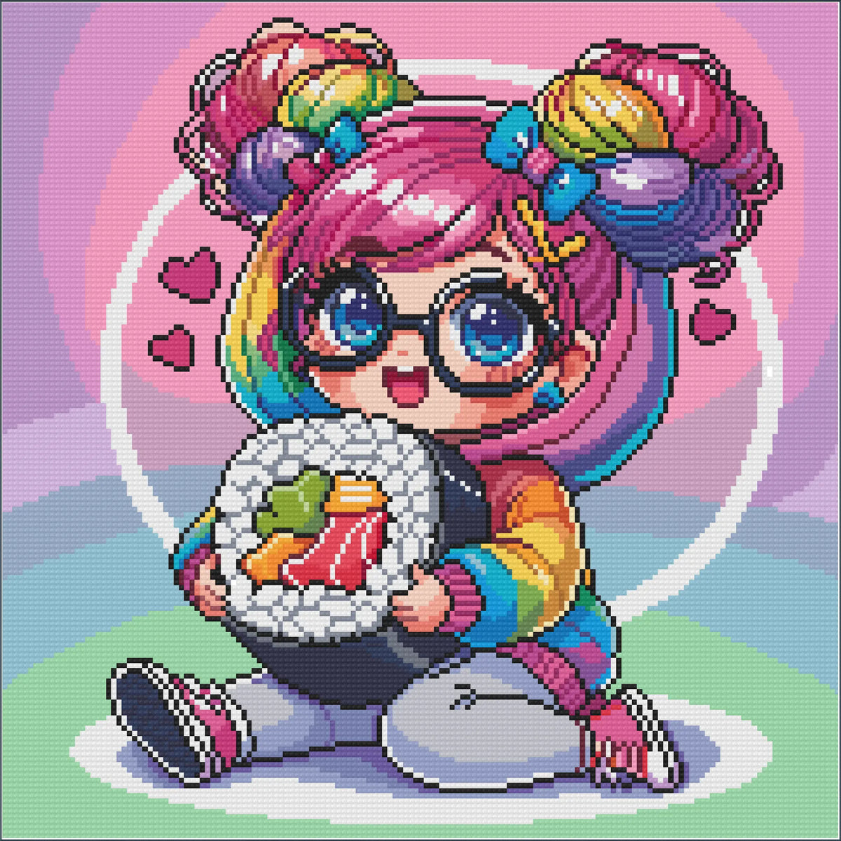 Rainbow Sushi Cutie (FD+AB) 40x40cm 🔘🔲