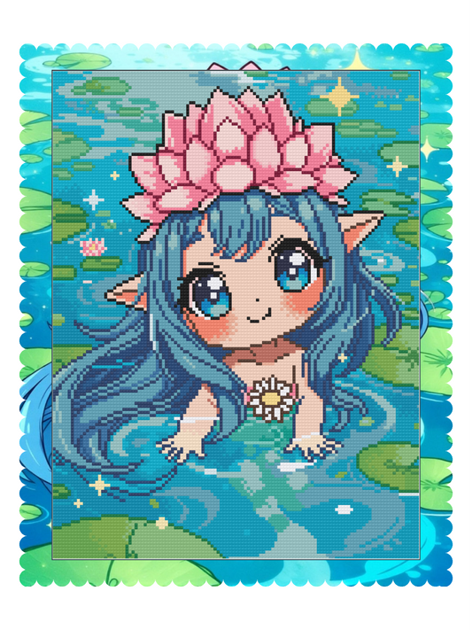 Lily Pond Sprite (100% FD) 30x40cm 🔘🔲 | Diamond Painting Kit