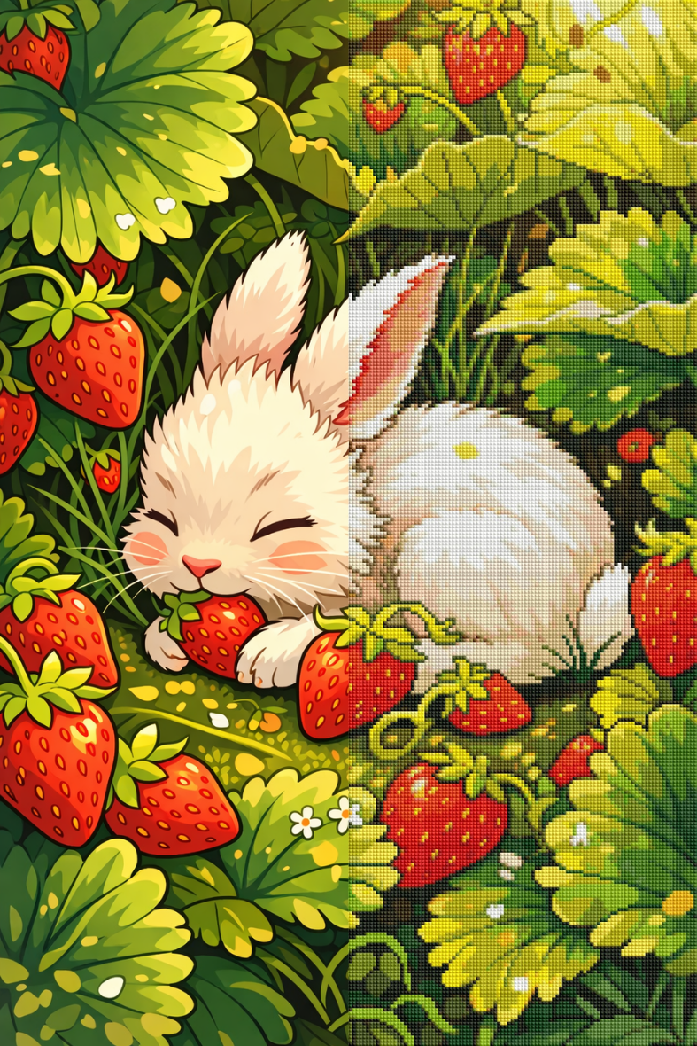 Strawberry Bunny (FD + AB) 50x75cm 🔘🔲