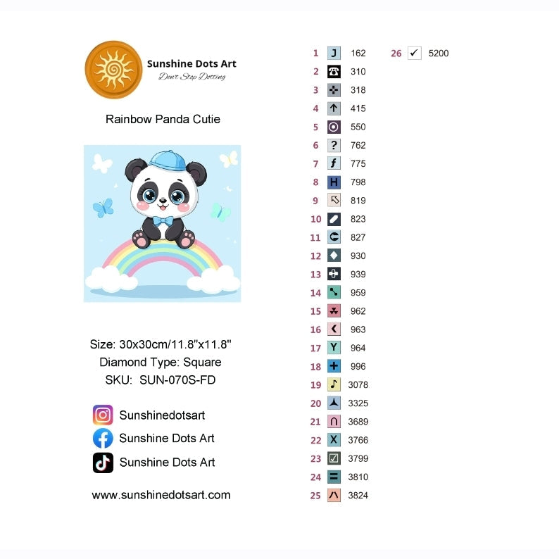 MINI – Rainbow Panda Cutie (FD+AB) 30x30cm 🔲