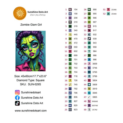 Zombie Glam Girl (FD+AB) 45x60cm 🔘🔲