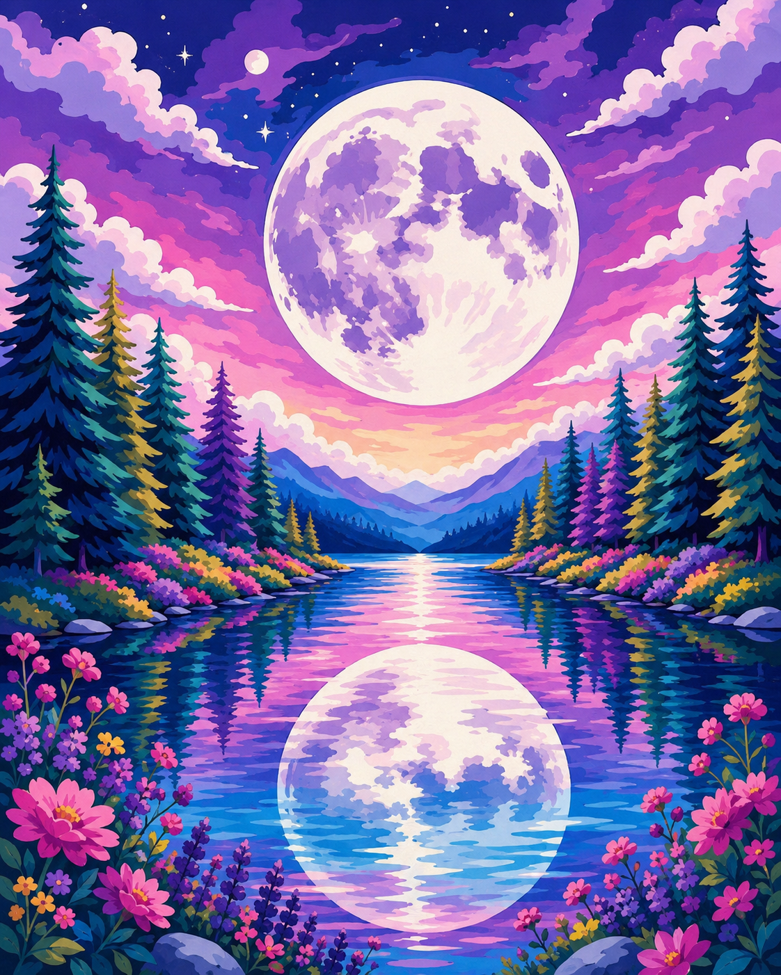 Moonrise Lake Magic (FD+Crystal) 50x65cm 🔘🔲
