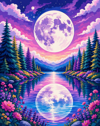 Moonrise Lake Magic (FD+Crystal) 50x65cm 🔘🔲
