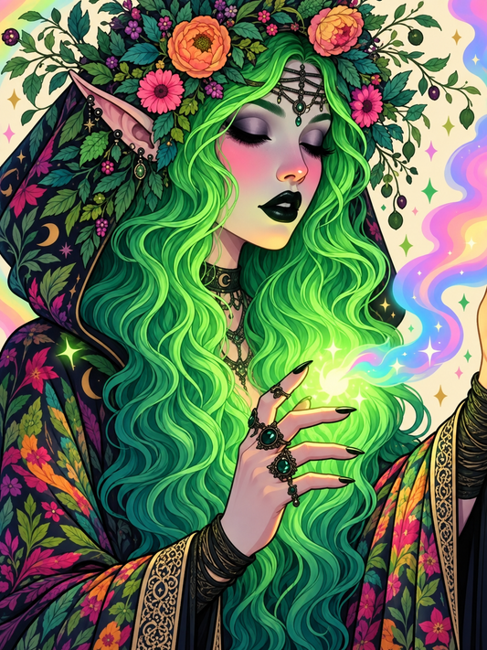 Forest Witch Enchantress (FD+Crystal) 60x80cm 🔘🔲
