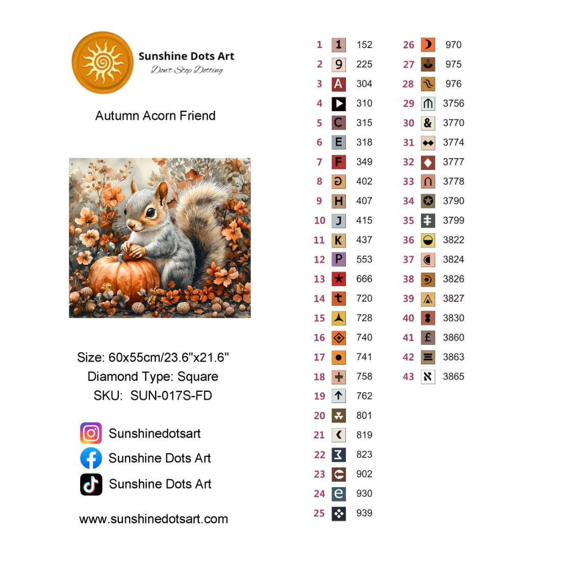 Autumn Acorn Friend (FD+AB) 60x55cm 🔘🔲