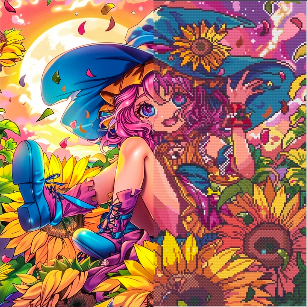Sunflower Spellcaster (FD+AB) 50x50cm 🔘🔲 | Diamond Painting Kit