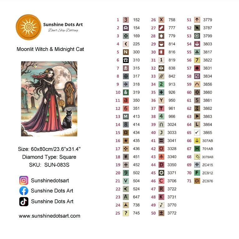 Moonlit Witch & Midnight Cat | Diamond Painting