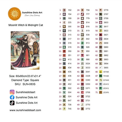 Moonlit Witch & Midnight Cat | Diamond Painting