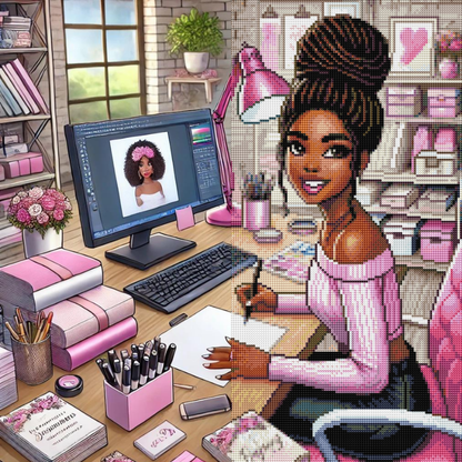 Pink Studio Days (FD+AB) 50x50cm 🔘🔲