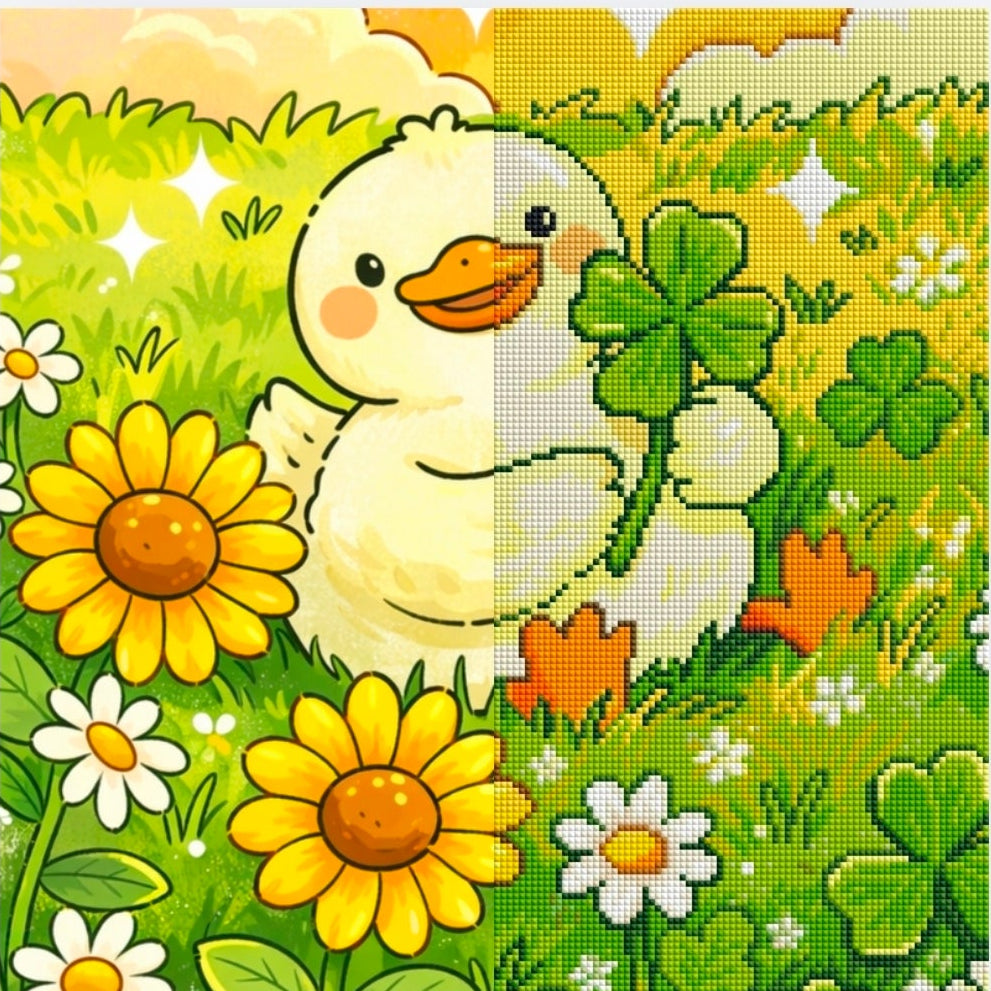 Lucky Little Duck (FD + AB) 40×40cm 🔘🔲