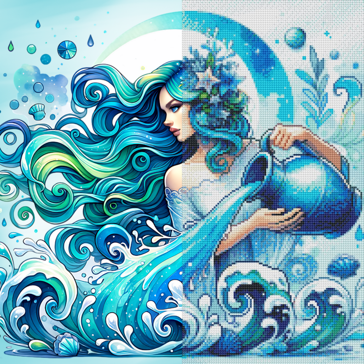 Aquarius’s Cosmic Waters (FD+AB) 50x50cm 🔘🔲