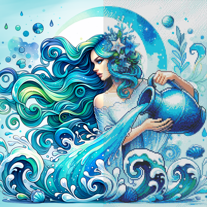 Aquarius’s Cosmic Waters (FD+AB) 50x50cm 🔘🔲
