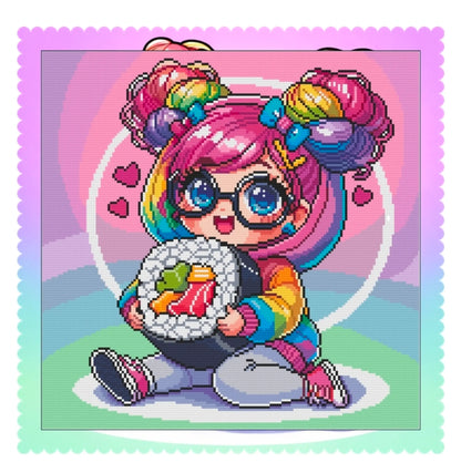 Rainbow Sushi Cutie (FD+AB) 40x40cm 🔘🔲