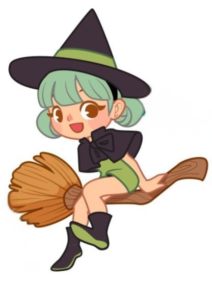 Little Broomstick Witch (FD+AB) 30x40cm 🔘🔲