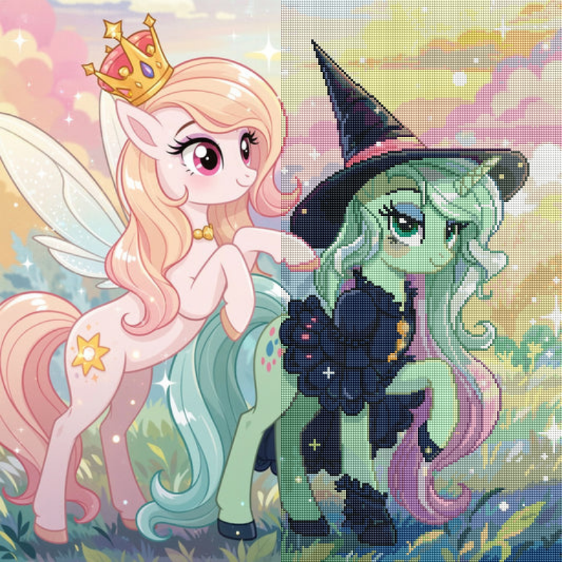The Fairy & The Witch (FD+AB +Crystal) 60x60cm 🔘🔲