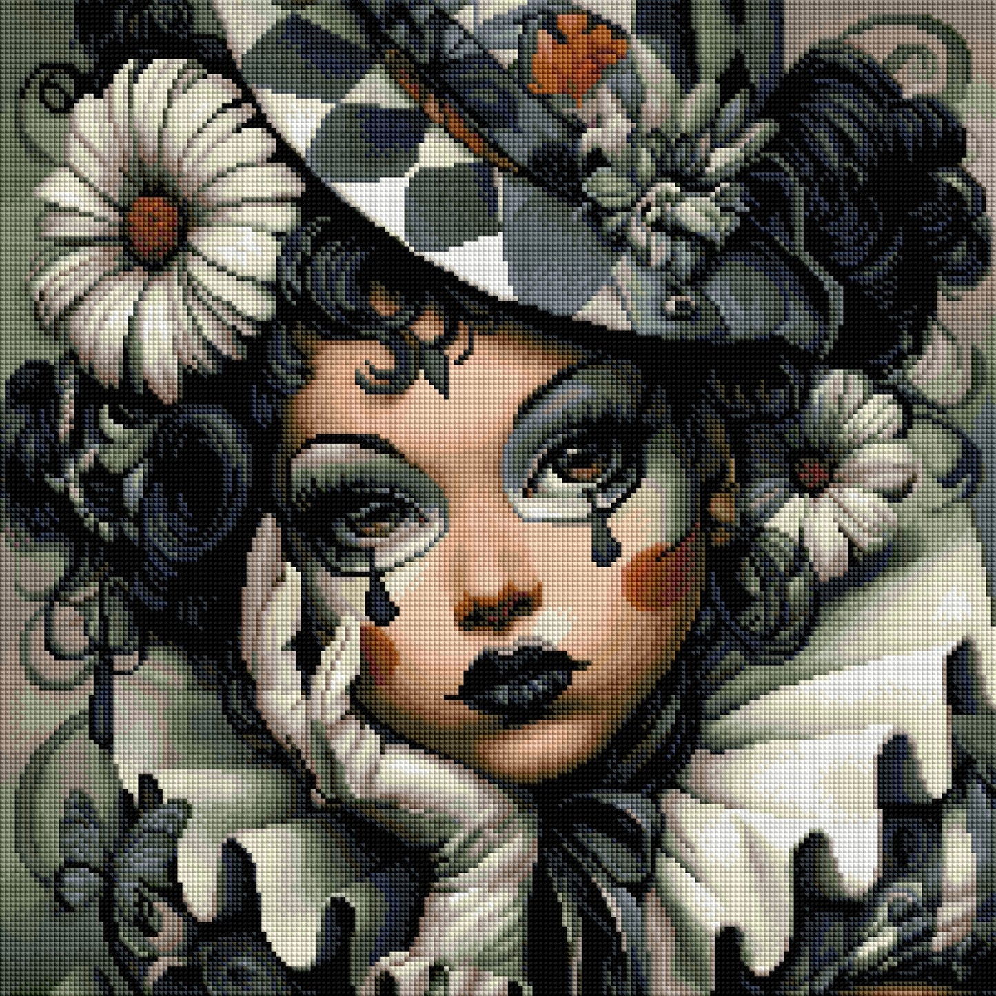 Midnight Harlequin Muse (FD+AB) 50×50cm 🔘🔲