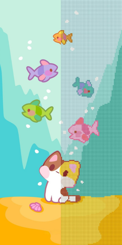 Curious Catfish Cove (FD) 30x60cm 🔘🔲