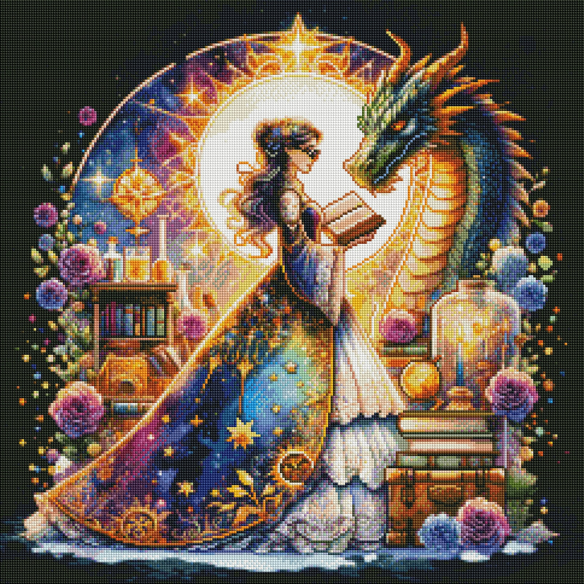 The Alchemist & The Dragon (FD+Crystal) 60x60cm 🔘🔲