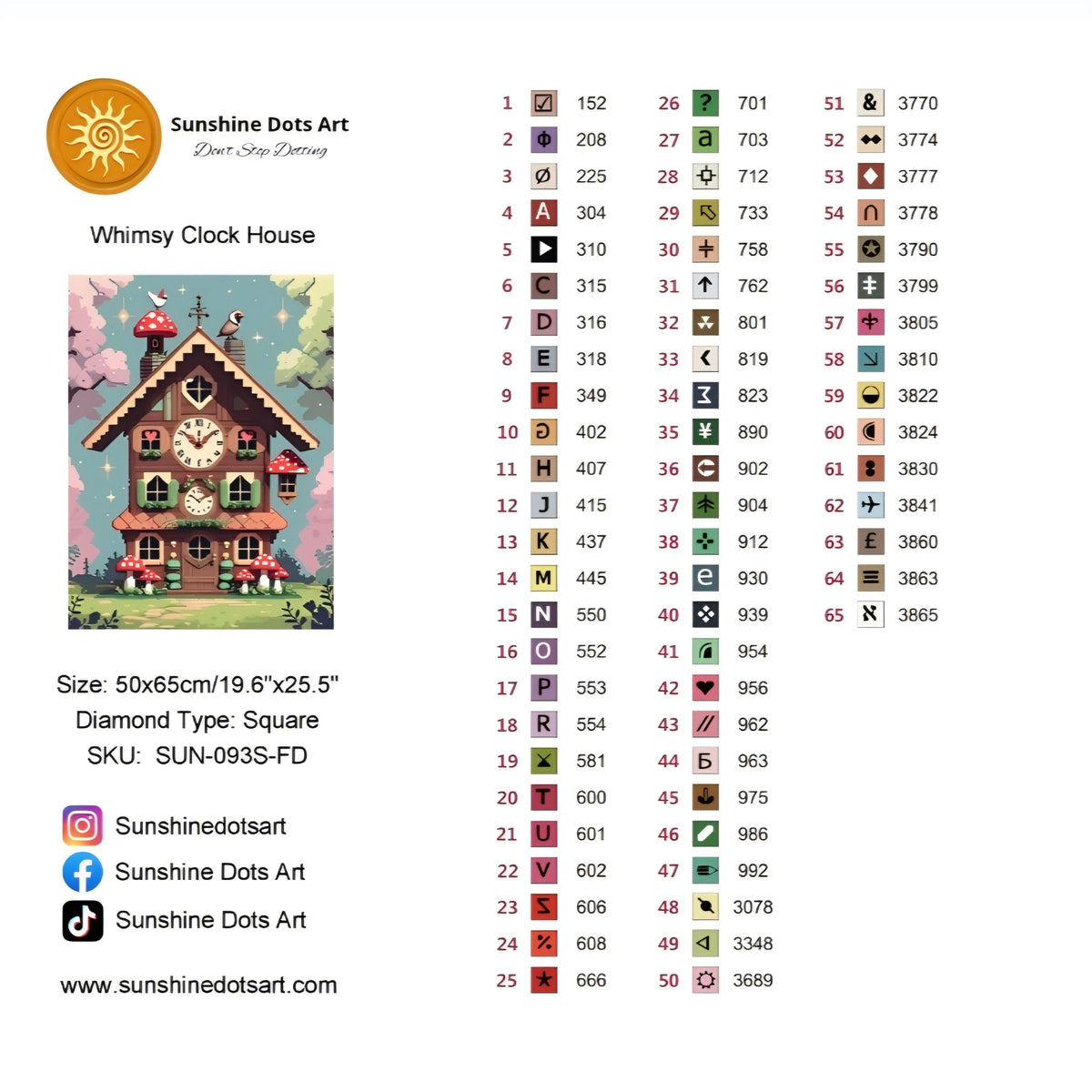 Whimsy Clock House (100% FD) 50x65cm 🔘🔲 | Diamond Painting Kit