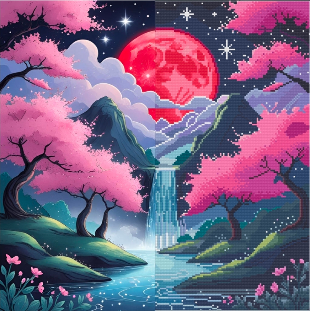 Enchanted Moonfall Garden (FD+AB) 50x50cm 🔘🔲 | Diamond Painting Kit