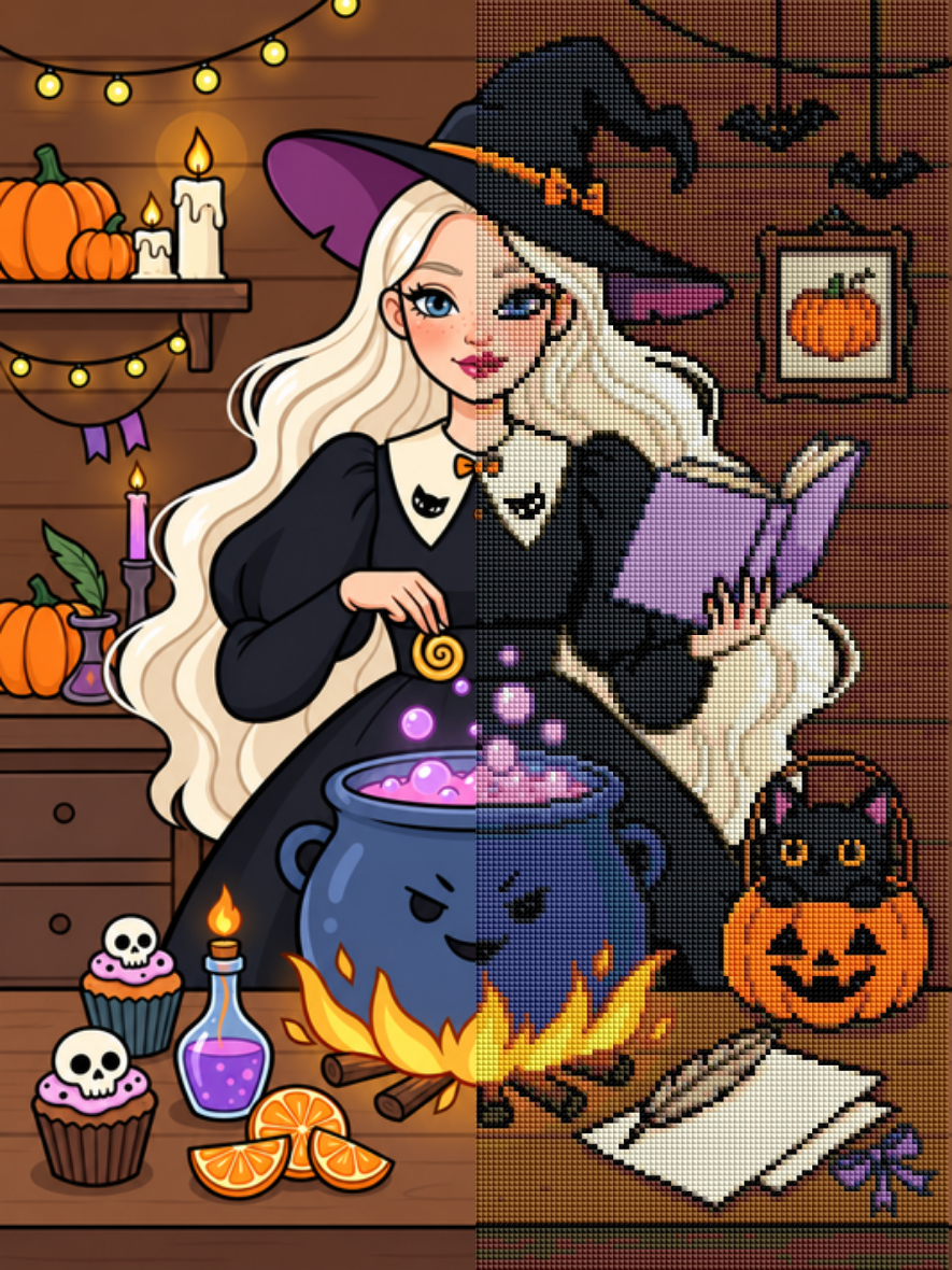 Bubbling Spells & Whiskers | Diamond Painting